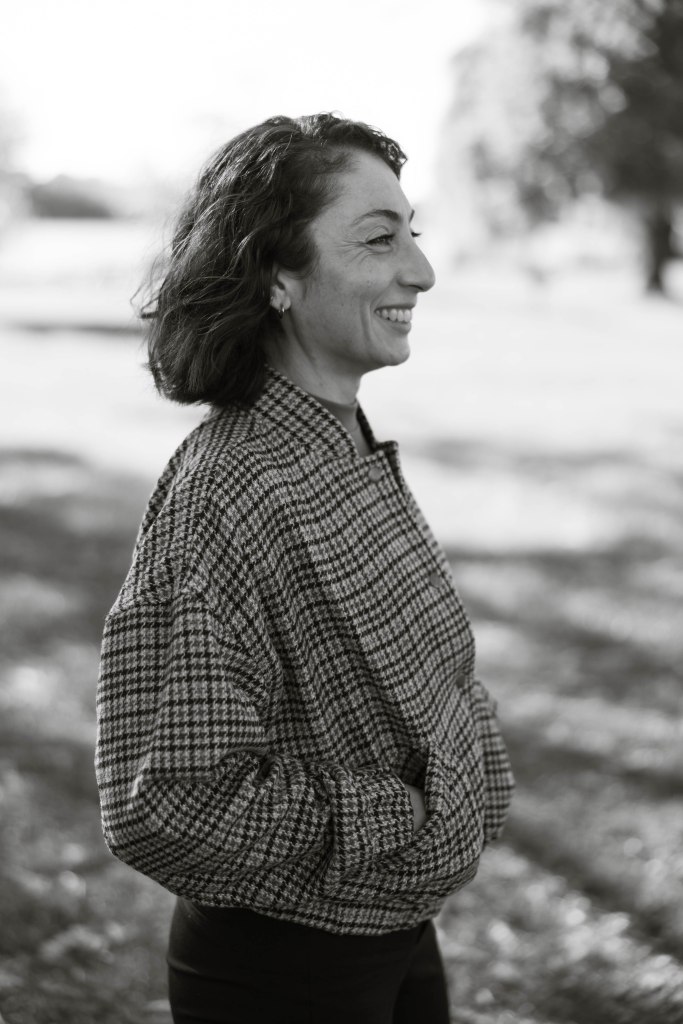 Jo outside, side shot